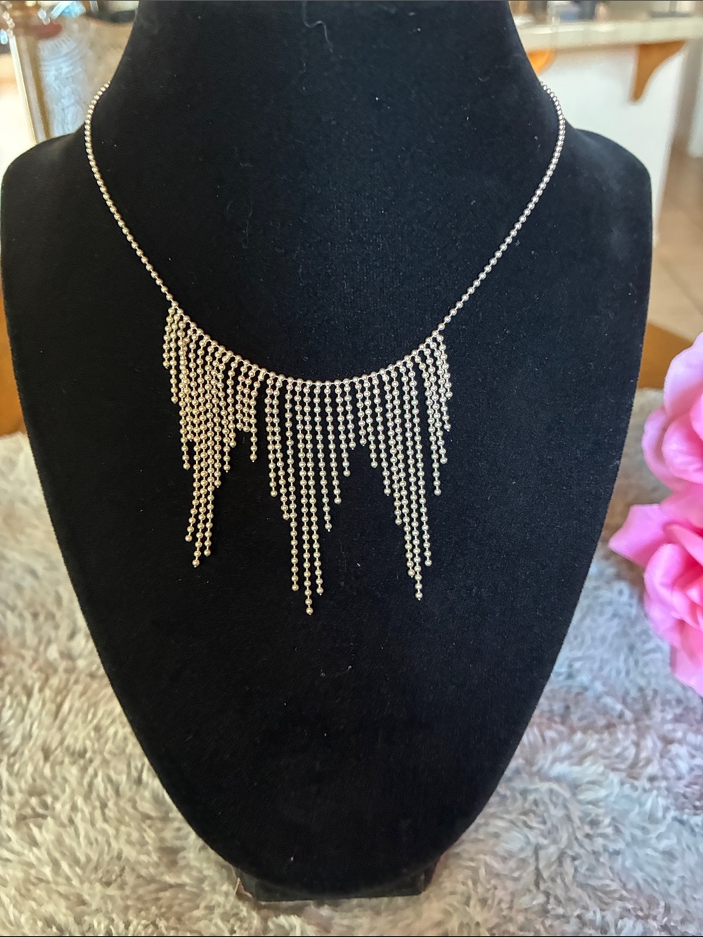 Elegant Fringe Cascade Necklace - Gold Tone
